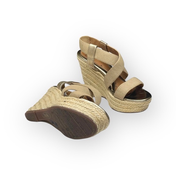 Sofft  Perla Wedge Slingbacks Espadrilles Sandals  Truffle Metallic Gold  6.5 - Picture 12 of 16
